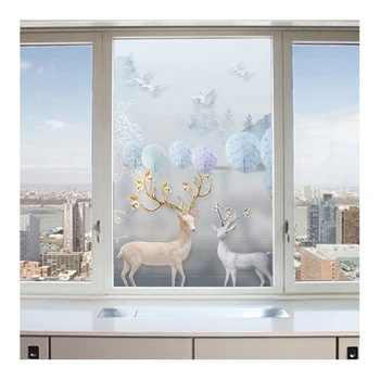 Eiropas stilā 3D elektrostatisko logu plēves matētas stikla uzlīmes Vannas istaba Bīdāmās Durvis ielīmējiet saule celofāna mājas dekoru