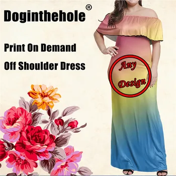 Doginthehole Tranditional Maxi Kleita Sieviešu Modes Off Pleca Savirmot Puse Drēbes Polinēzijas Cilšu Modelis Pavasara Kleitas