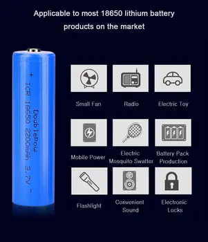 Taisnība, ietilpība jaunu oriģinālu Doublepow 18650 akumulators 3,7 v 2200mah 18650 uzlādējams litija akumulatoru, lukturīšu baterijas