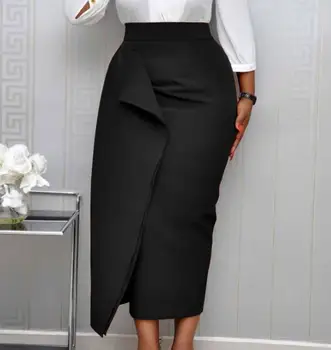 Sieviešu Augsto Vidukli, Melna Bodycon Zīmuli Svārki Slim Midi Pieticīgs Elegants Sieviešu Pakete Hip Jupes Falad Officewear Elegants Modes