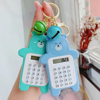 Portatīvo Ciparu Kalkulators Keychains Kawaii Mini Kalkulators Kabatas Keyring Karikatūra Cute Sedz Keychain Kalkulators Biroja Piederumi