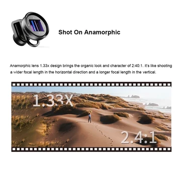 APEXEL 1.33 x Anamorphic Objektīvs Platekrāna 2.4:1 Filma Objektīvs 4K HD Vlog filmu objektīvs ar telefonu gadījumā, iPhone, Samsung