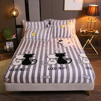 Siltumu Micro Fleece Extra Soft Mājīgu Plīša Aprīkots palagu poliestera cietas gultas matracis komplektā