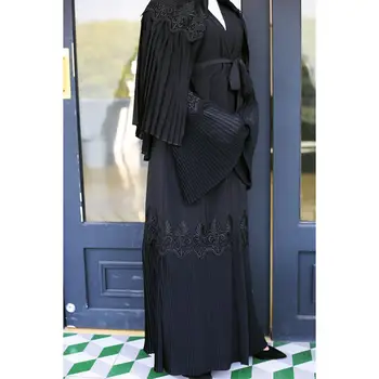 Ir 2021. Modes Musulmaņu Sieviešu Abaya Turcija Classic Tuvo Austrumu Islāma Dubaija Omāna Pleated Sleeve Jaka Drēbes Marokas Kimono