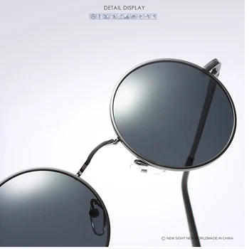Luksusa Steampunk Polarizētās Apaļas Saulesbrilles Vīriešu Sieviešu Džons Lenons Glāzes Vintage Retro Zelta Spoguļi Saules Brilles gafas de sol