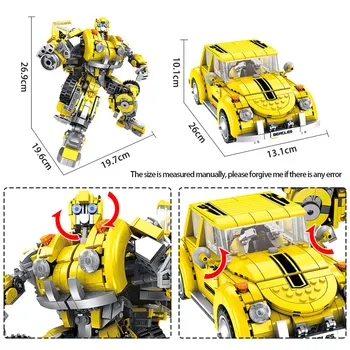 6 1 Deformācijas Hornet Mecha Vabole Auto Ēku Bloku Tehnikas Radītājs Pilsētas Robots Izglītības Bērniem Rotaļlietas