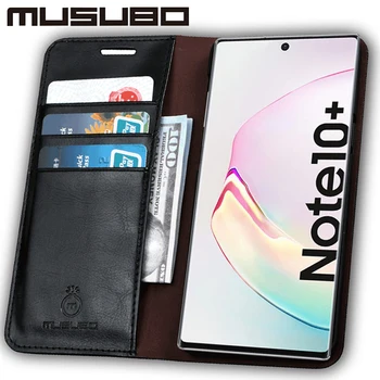 Musubo Luksusa Lietu Samsung Galaxy Note 10 Īstas Ādas Vāks Fundas Flip Maciņš, S20 Ultra S9 S10e Kartes Tālruņa Coque
