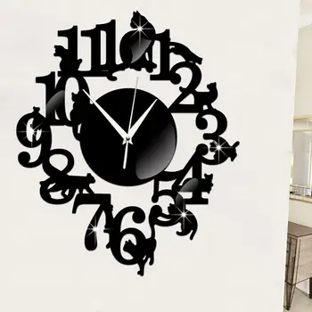 Melnais kaķis, sienas pulkstenis āķis antīko iekštelpu sienas pulkstenis Skandināvijas pulksteni gudrs kaķis (melns)