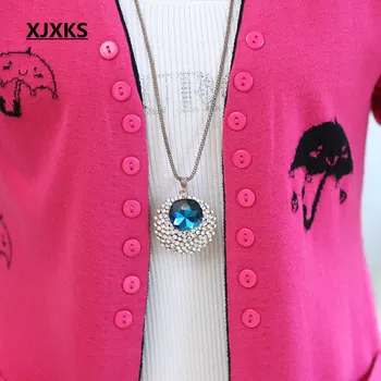 XJXKS Jaka Sieviešu Trikotāžas džemperis Modes Ilgtermiņa piedurknēm Topi, Sieviešu Garās Jakas, Pavasara un Rudens gudrs jumta Džemperi