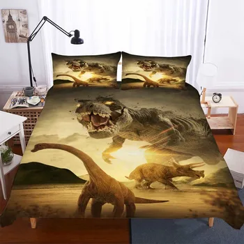 WOSTAR gultas komplekts 3d drukas Dzīvnieku ainavu sega sedz, uzstādīt un spilvendrāna mājas tekstila dinozauri gultas komplekts king size