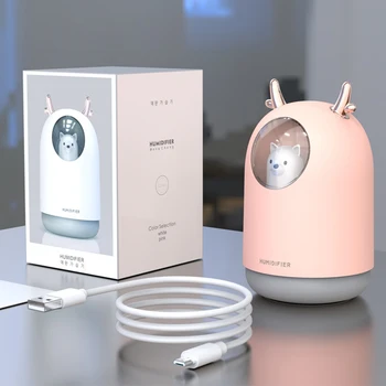 300ML USB Mini Gaisa Ultraskaņas gaisa mitrinātāju Cute Pet Eļļu Aromātu Difuzoru Krāsains LED Nakts Gaisma Atdzist Migla Maker Guļamistabai