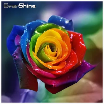 EverShine DIY 5D Dimanta Izšuvumi Krāsainu Rožu Bildes Rhinestones Dimanta Krāsošana Pilnu Kārtu Ziedi Rokasgrāmata Hobijs