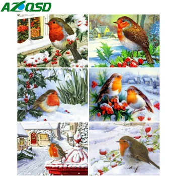 AZQSD 5d Dimanta Glezniecības Putniem Mozaīkas Roku darbs Rhinestones Sniega Dimanta Izšuvumi Dzīvnieku Dāvanu Cross Stitch Komplekti Rokdarbi