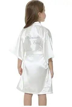 Modes Mazulis Puķu Meitene Kāzu Puse, Mini, Līgava, Līgavas Satīna Cietā Vannas Drēbes Yukata Viskozes Zīda Sexy Sleepwear Bērniem Dressi