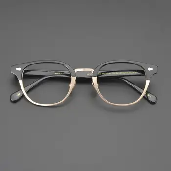 Limitted izdevums Vintage briļļu Ultravieglajiem tīra titāna rāmi Lemto-mac retro kārtu stila brilles oriģināls Japānas veikti kvalitatīvi