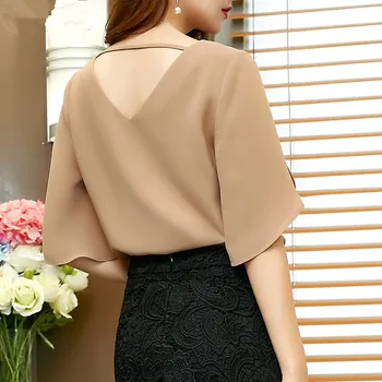 Gadījuma Vasaras 2020. Gadam Šifona Sieviešu Krekls Modes Korejas Pusi Piedurknēm Krekls Elegants Slim Birojs Sieviešu Blūze Dāmas Topi Streetwear