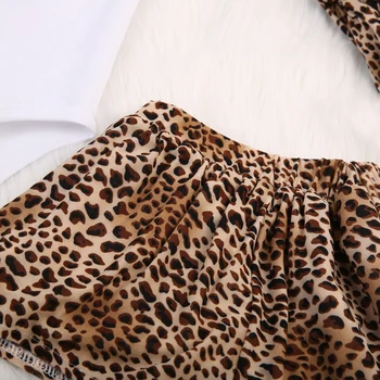 Pudcoco Meitene Komplekts 0-24M 3Pcs Jaundzimušais Meitene Vasaras Topi Romper Leoparda Svārki Apģērbs, Apģērbu ASV