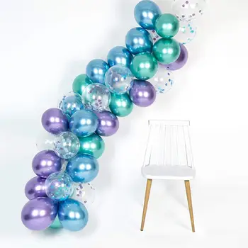 Sirēna Puse Piegādēm Metāla Baloni Arkas Komplekts 35Pcs Biezāka Balonu Dzimšanas diena Līgavas Duša, Bērnu Dušas Chrome Globos
