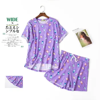 Plus lieluma vasaras Gudrs bikses, pidžamas komplekti, sievietes kokvilnas karikatūra dāmas pidžamas gadījuma šorti sleepwear sieviešu pijamas