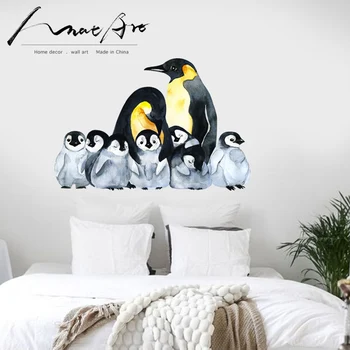 Pingvīnu Ģimeni, Mīlestību, Krāsošana Sienas Art Sienas Uzlīmes Dzīvnieku Uzlīmes Bērnu istabai Modern Home Decoration Accessories diy māksla
