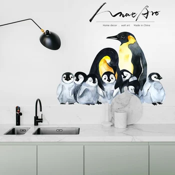 Pingvīnu Ģimeni, Mīlestību, Krāsošana Sienas Art Sienas Uzlīmes Dzīvnieku Uzlīmes Bērnu istabai Modern Home Decoration Accessories diy māksla