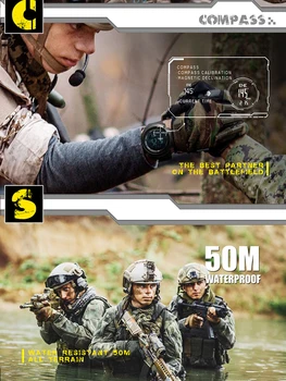 Vīriešu sporta Smart WatchRunning Peldēšana Militārās Armijas pulksteņi Altimetrs, Barometrs, Kompass, ūdensizturīgs 50m Digitālo SmartWatch