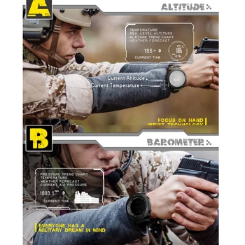 Vīriešu sporta Smart WatchRunning Peldēšana Militārās Armijas pulksteņi Altimetrs, Barometrs, Kompass, ūdensizturīgs 50m Digitālo SmartWatch