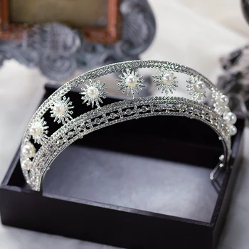 Vintage Princese Zelta Diadem Karaliene Headpieces Pērles Līgavas Vainagi Tiara Līgava Galvu Kāzu Matu Aksesuāri