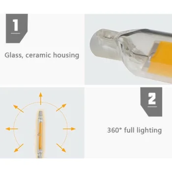 Mini Aptumšojami R7S Stikla Led Spuldzes 5W 78mm 118mm 10W Led Spuldze COB Aizvietot Halogēna Lampas Spot Gaismas AC 110V, 220V LED Stikla Caurule Spuldzes