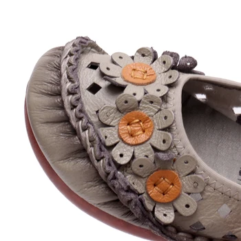 BEYARNEsummer roku darbs flower sieviešu kurpes īstas ādas sandales sieviešu mokasīni mokasīni mīksta zole ikdienas apavi flatsE870
