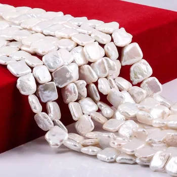 Jaunu dabīgo saldūdens pērļu baltā laukumā pērļu krelles izmanto rotaslietu izgatavošana DIY aproce, kaklarota Izmērs 13x15mm