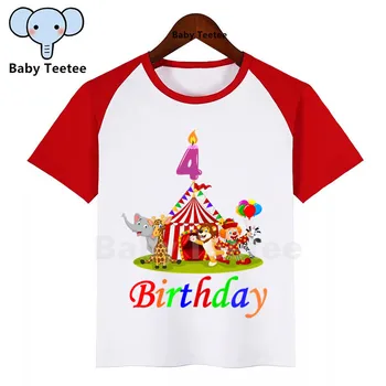 Cirka Dzīvnieku Dzimšanas Dienu Skaits Print Zēnu, Meiteņu T-Krekls Bērniem Cute Puse Drēbes, Zēns Topi Bērnu Apģērbu Tee Krekli