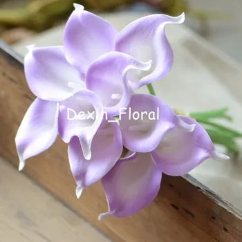Ceriņi Kalla Lilijas Nekustamā Touch Ziedi, Kāzu Pušķi gaiši violetā Zīda Līgavas Pušķi, Kāzu Centerpieces Mākslīgie ziedi
