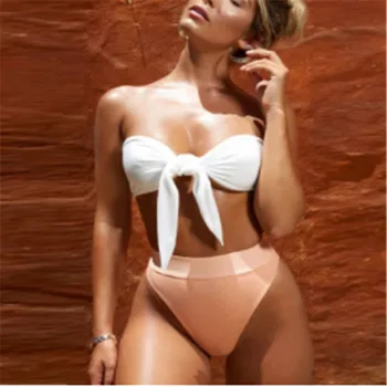 Ir 2021. Vasarā Jaunas Sievietes Bikini Komplekts Sexy Cietā Polsterētām Krūšturis Mežģīņu Augšu Loku Lenta Swimsutis Sievietēm Pusu Augstu Vidukļa Peldkostīmi