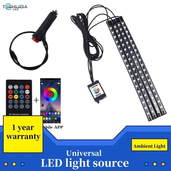 1set LED Auto Kāju Apkārtējās vides Gaismas Lampa Ar USB Bezvadu Tālvadības Mūzikas Vadības Vairākiem transporta Veidiem Automobiļu Interjera Dekoratīvie Gaismas