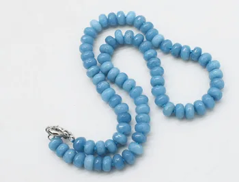 Jade blue roundel slīpētas 8*4mm kaklarota 18inch FPPJ vairumtirdzniecības pērlītēm dabas