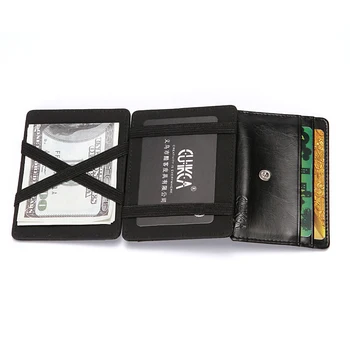 CUIKCA Modes Unisex Burvju Seifs Burvju Naudas Klipu Slim gumiju Ādas Maks Hasp Makā ID Kredītkartes Gadījumos