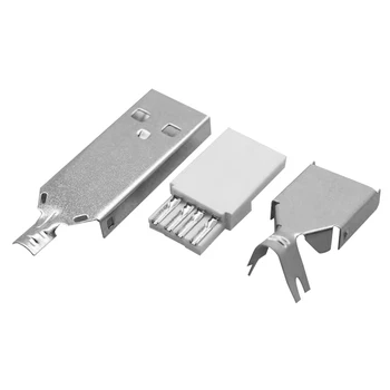 10Pcs/Partija, USB 2.0 Type A Metināšanas Tips, Male Plug Zelta Pārklājumu vai Niķeļa Pārklājumu Savienotāji usb-Asti Kontaktligzda 3 in 1 DIY Adapteri