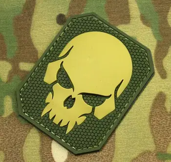 PVC Gumijas Galvaskausa Taktiskās Plāksteris Militāro Morāli Armband Armijas Kaujas Žetons Zaļā Krāsa