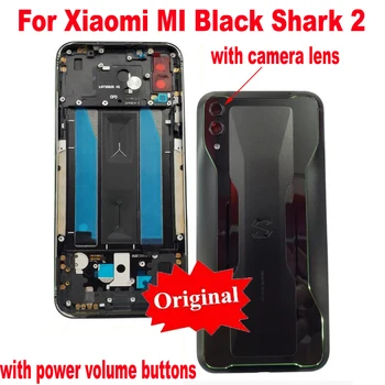 Sākotnējā Labākais Atpakaļ Akumulatora Vāciņu Aizmugurējo Gadījumā Mājokļu Durvīm + Kameru Stikla Lēcu Sānu Pogas Xiaomi Black Shark 2 SKW-H0 SKW-A0