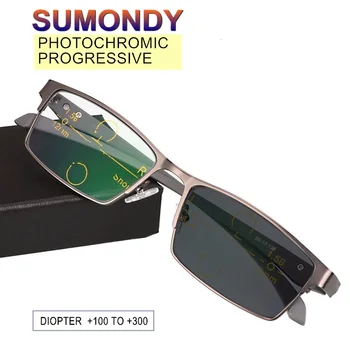 Photochromic Pakāpeniski Tālredzības Saulesbrilles Sievietēm, Vīriešiem Hameleons Lasīšanas Brilles Pilna Kadra Presbyopic Briļļu UR50
