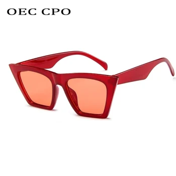 OEC CPO Vintage Plastmasas Cat Eye Saulesbrilles Sieviešu Zīmola Dizainere Kvadrātmetru Liels Saules Brilles Sieviešu Retro Brilles, Melnas Brilles O649