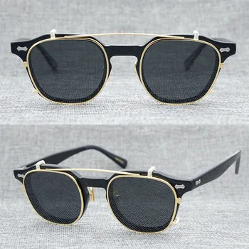 Polarizēta Klipu Saulesbrilles Vīriešiem, Sievietēm 2020. Gadam Acetāts Vintage Kvadrātveida Saules Brilles Retro Klipus Sunglass Optiskās Brilles Rāmis Oculos