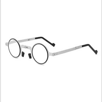 Var Ziedu Anti-Zilā Lasīšanas Brilles Salokāms Ultra Plānas Papīra Brilles Metāla Presbyopic Brilles Ar Lietu Roud Rāmis Vīrieši Sievietes