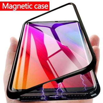 Metāla Magnētiskās Telefonu Gadījumā Par Samsung Galaxy A51 A71 A11 A31 A41 S20 FE Plus Ultra Dubultā Sānu, Rūdīta Stikla Vāks Gadījumā