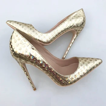 Puse zelta kāzu kurpes sievietēm norādīja toe seksīgas augstpapēžu kurpes sūkņi 12 cm augstpapēžu kurpes sekla plus lieluma QP046 ROVICIYA