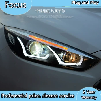 Auto Stils Galvas Lampas gadījumā ar Ford Focus-2018 Lukturi LED dienas gaitas lukturi priekšējo Lukturu Lēcas Dubultās Staru Bi-Ksenona HID auto Piederumi