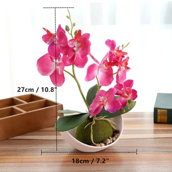 Mākslīgā Butterfly Orchid Flower + Vāze Mini Bonsai noteikts Mājas Rakstāmgalds, Dārza Dekorēšana Puses Piegādes Viltus Ziedi