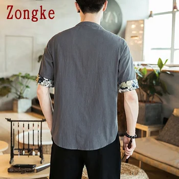 Zongke 2021. gada Vasarā Jaunu Gadījuma Īsām Piedurknēm Krekls Vīriešiem Ķīniešu Stila Kokvilnas Veļa Vīriešiem Kreklu Pusi Piedurknēm Vīriešu Apģērbu Zīmola M-5XL