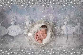 Fotogrāfija Backdrops Jaundzimušo Elegants Baleta Dzirkstošo Foto Fona Baby Dušas Rotājumi, Photocall Foto Studija